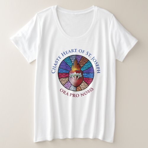 Chaste Heart of St Joseph Stained Glass Design Plus Size T_Shirt