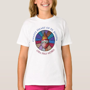 Chaste Heart of St. Joseph Stained Glass Design T-Shirt