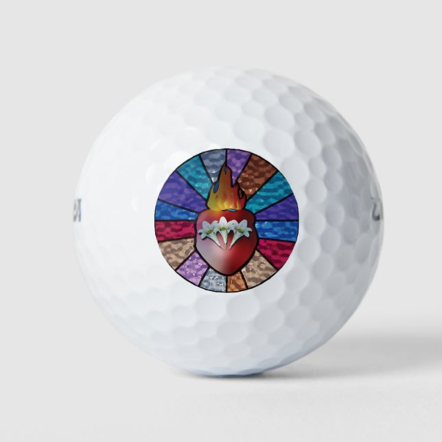 Chaste Heart of St. Joseph: Stained Glass Version Golf Balls (Front)