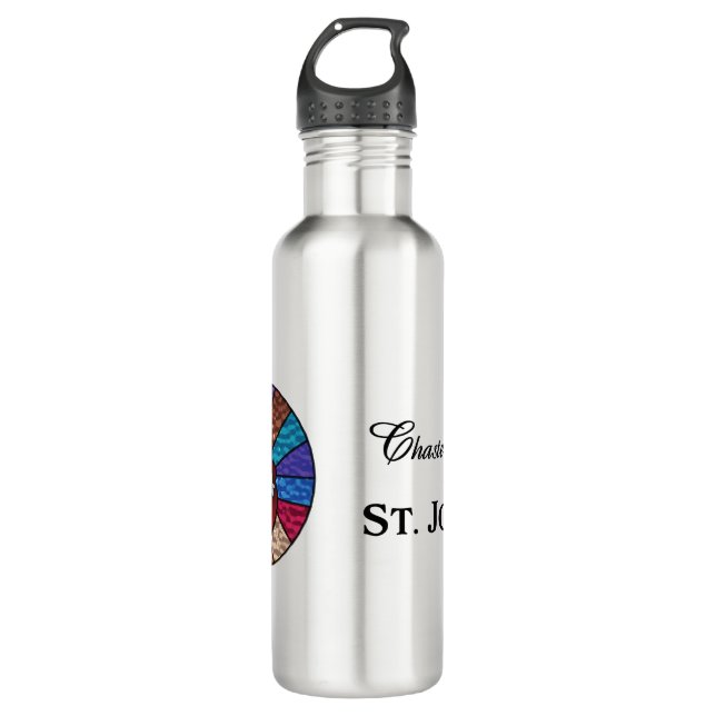 Chaste Heart of St. Joseph: Stained Glass Version  Stainless Steel Water Bottle (Front)