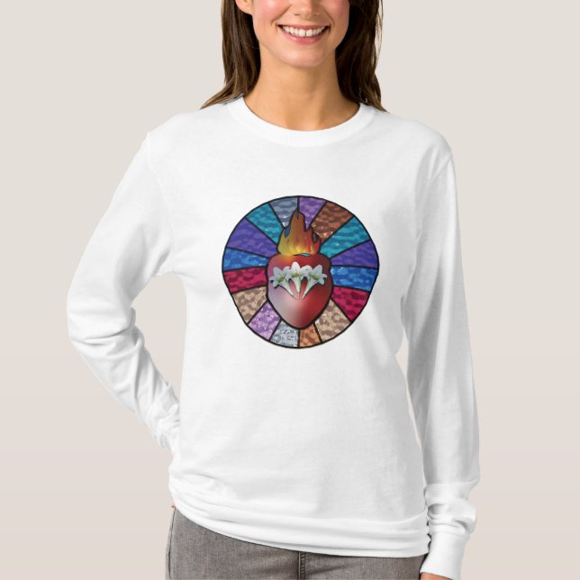 Chaste Heart of St. Joseph: Stained Glass Version T-Shirt (Front)