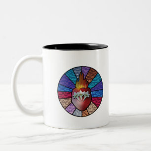 Chaste Heart of St. Joseph: Stained Glass Version Two-Tone Coffee Mug