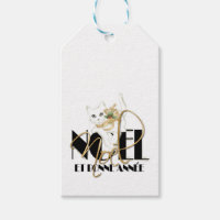 Chat Blanc, Noël et Bonne Année Gift Tags