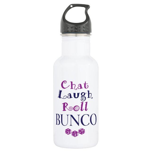 chat,laugh,roll - bunco stainless steel water bottle (Front)