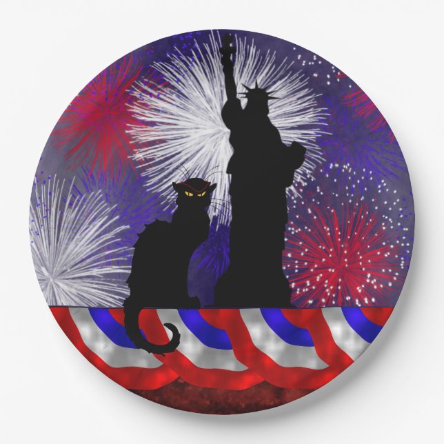 Chat Noir and July 4th Paper Plates (Front)