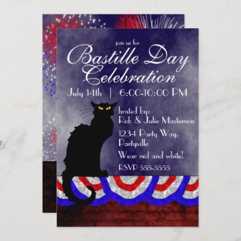 Chat Noir Bastille Day Invitation by HolidayBug at Zazzle