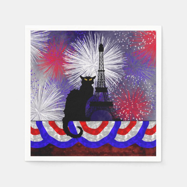 Chat Noir Bastille Day Napkins (Front)