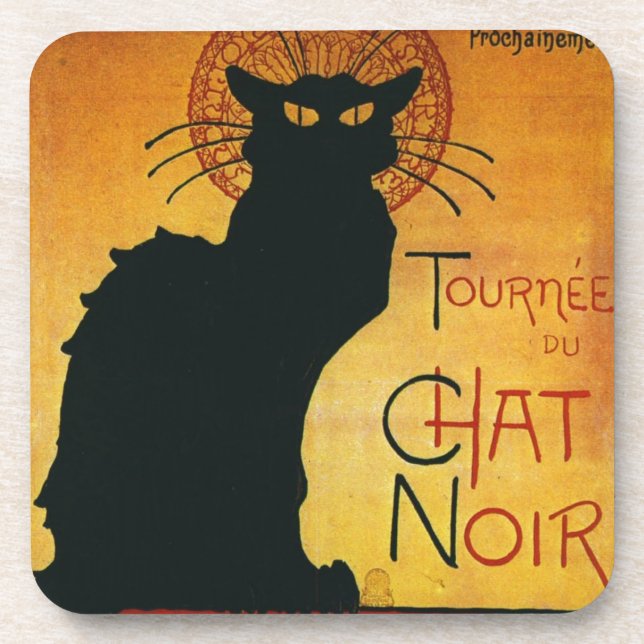 Chat Noir - Black Cat Beverage Coaster (Front)