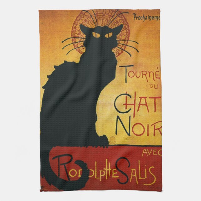 Chat Noir - Black Cat Kitchen Towel (Vertical)