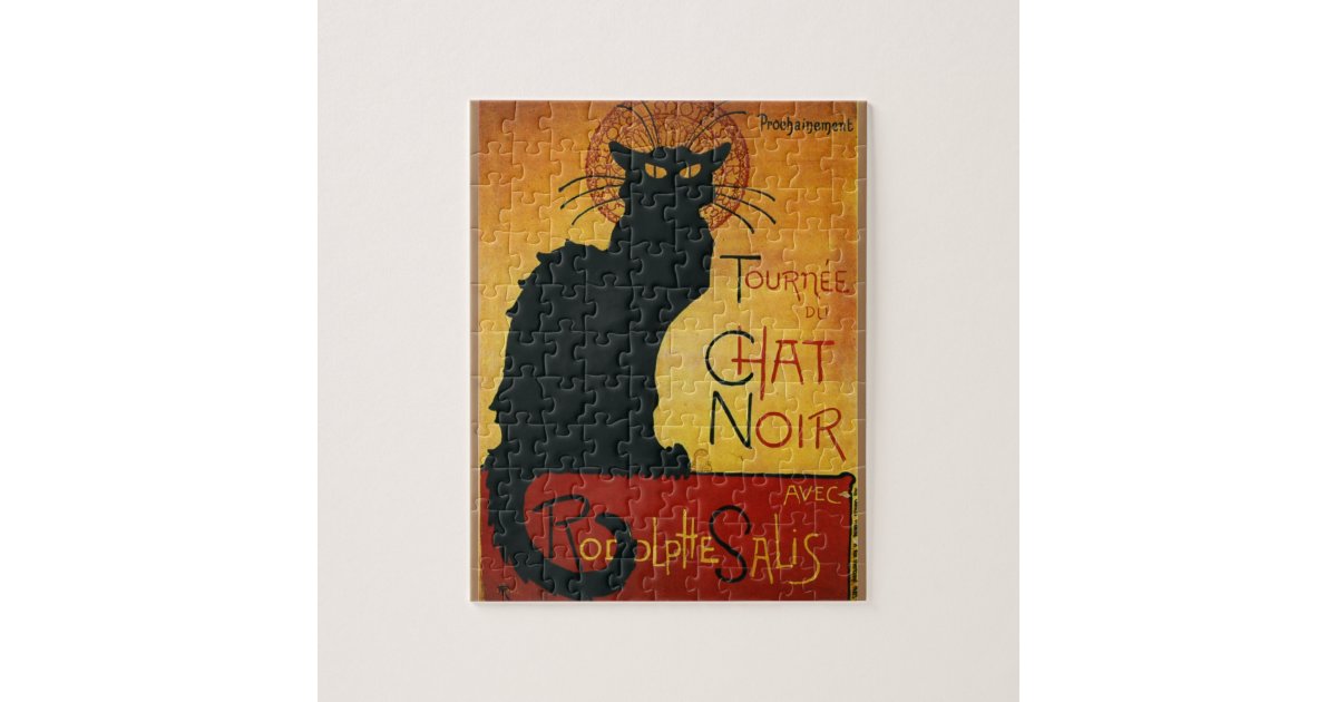 Chat Noir Black Cat Vintage Old Illustration Jigsaw Puzzle Zazzle Com