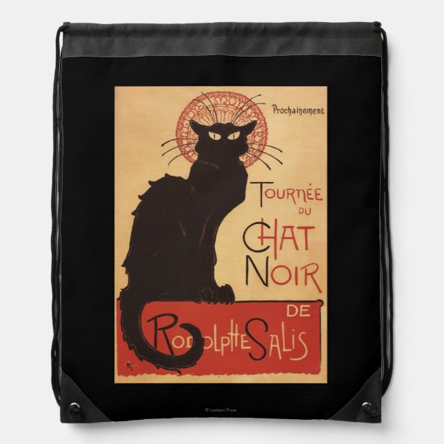 Chat Noir Cabaret Troupe Black Cat Promo Poster Drawstring Bag (Front)
