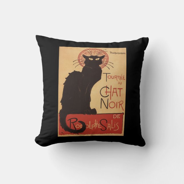 Chat Noir Cabaret Troupe Black Cat Promo Poster Throw Pillow (Front)