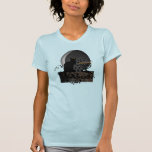 Chat Noir Chanukah with Menorah T-Shirt<br><div class="desc">A silhouette of Théophile Steinlen's black cat for the Le Chat Noir club in a modern setting for Chanukah featuring the black cat with a lit menorah and a waning moon.</div>