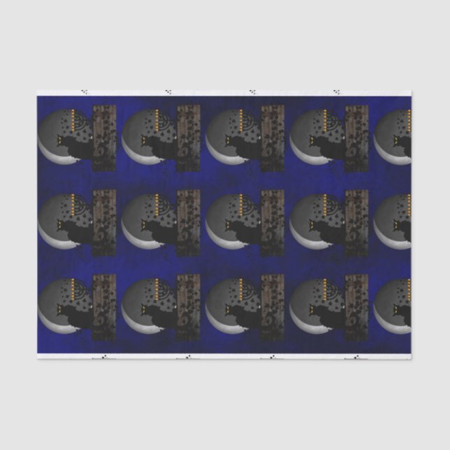Chat Noir Chanukah with Menorah Tissue Paper (Front)