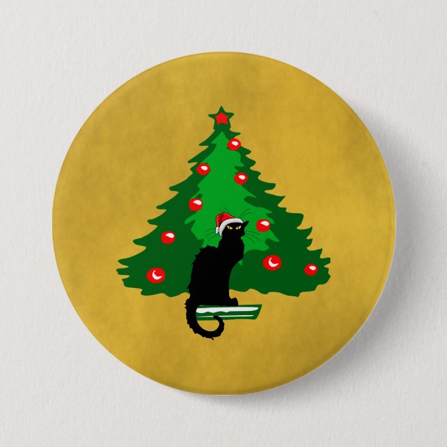 Chat Noir Christmas Button (Front)