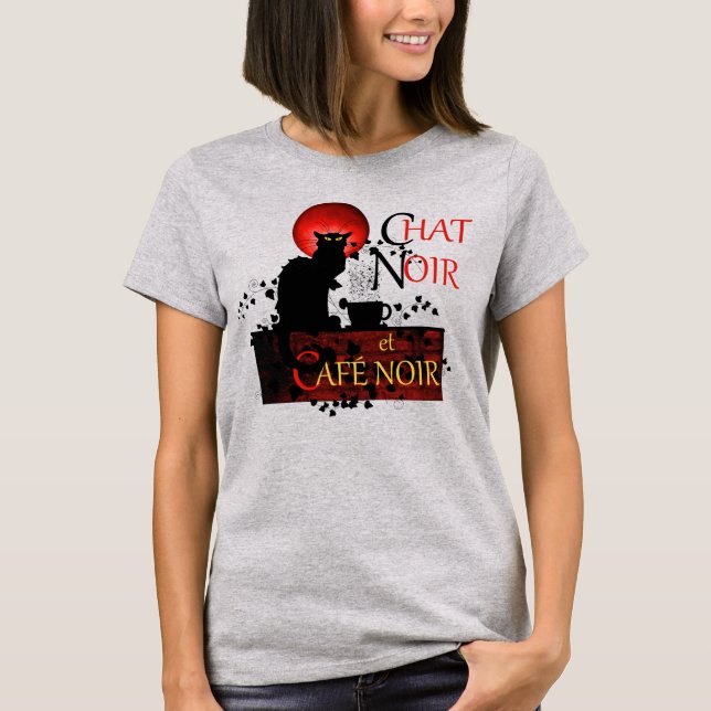 Chat Noir et Café Noir T-Shirt (Front)