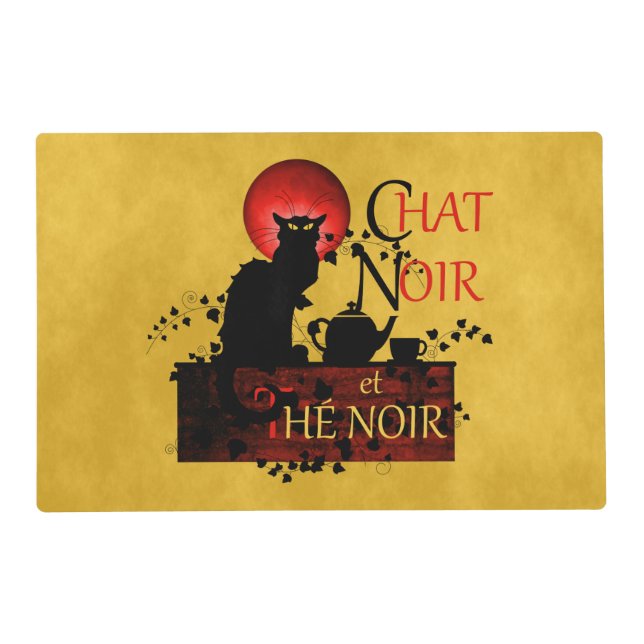 Chat Noir et Thé Noir, Black Cat Black Tea Placemat (Front)