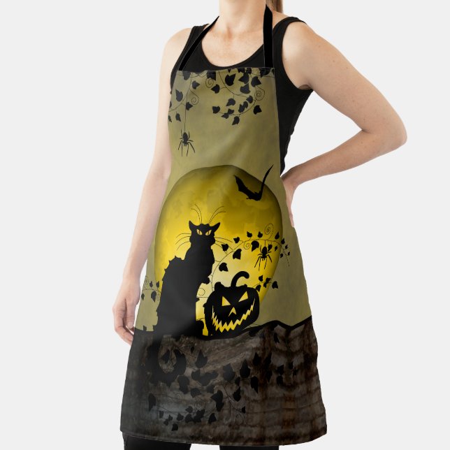 Chat Noir Halloween Black Cat Apron (Insitu)