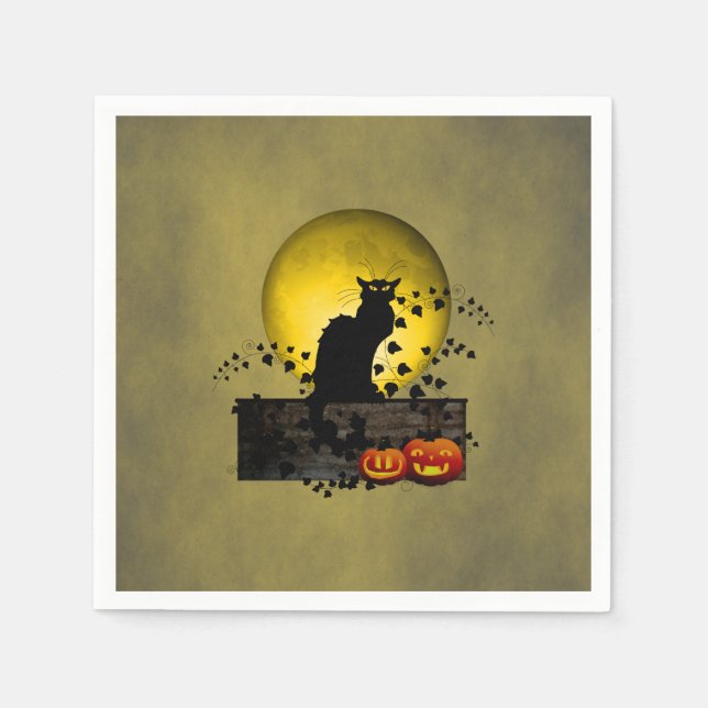 Chat Noir Halloween Napkins (Front)