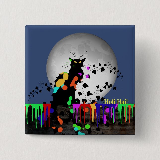 Chat Noir Holi Hai Button (Front)