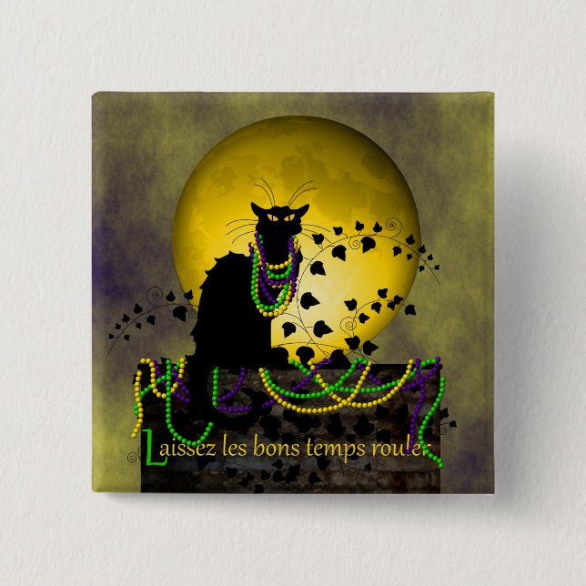 Chat Noir Mardi Gras Button (Front)