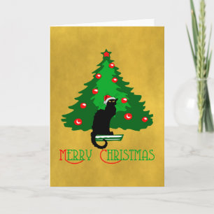 Chat Noir Merry Christmas Holiday Card