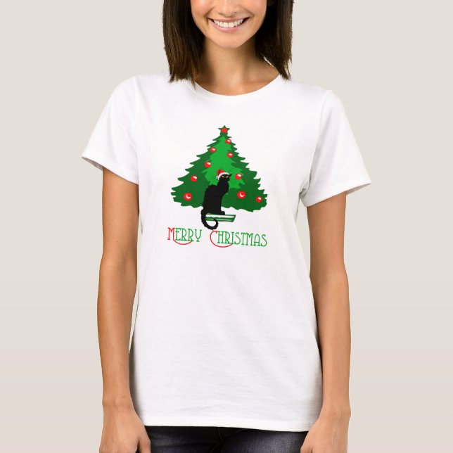 Chat Noir Merry Christmas T-Shirt (Front)