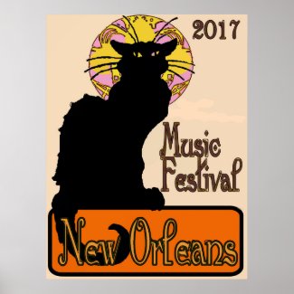 Chat Noir, New Orleans Music Poster
