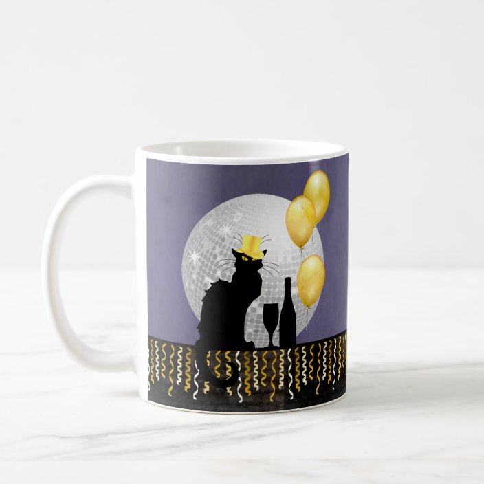 Chat Noir New Year Eve Coffee Mug Zazzle Com