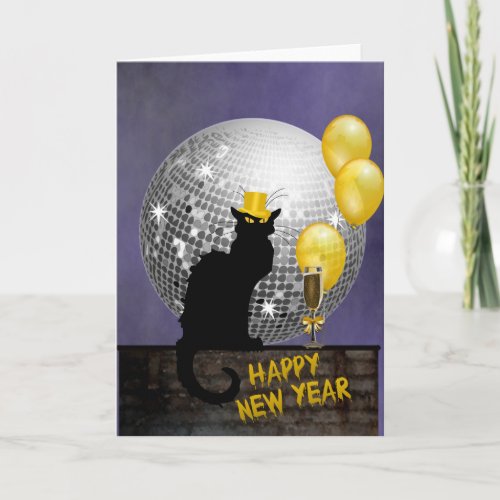 Chat Noir New Year Eve Holiday Card