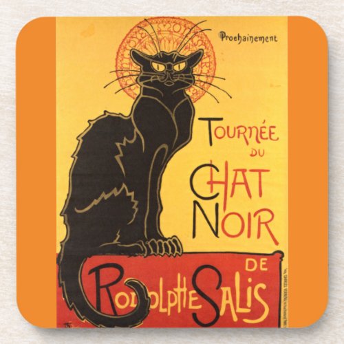 Chat Noir Steinlen Belle Epoque Vintage Art Beverage Coaster
