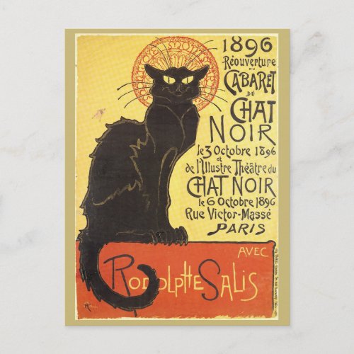 Chat Noir Steinlen Belle Epoque Vintage Art Postcard
