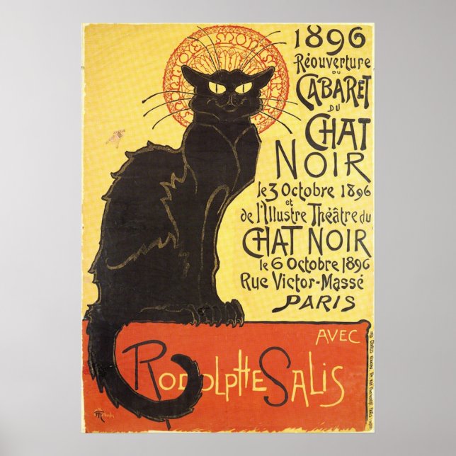 Chat Noir Steinlen Belle Epoque Vintage Art Poster (Front)