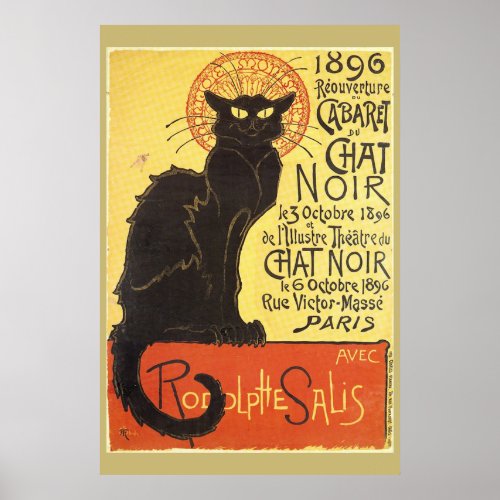 Chat Noir Steinlen Belle Epoque Vintage Art Poster