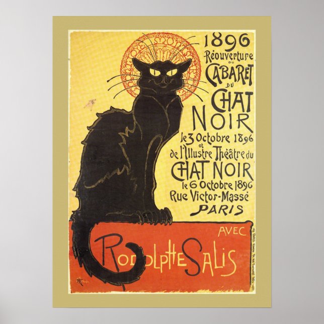 Chat Noir Steinlen Belle Epoque Vintage Art Poster (Front)
