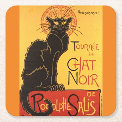 Chat Noir Steinlen Belle Epoque Vintage Art Square Paper Coaster