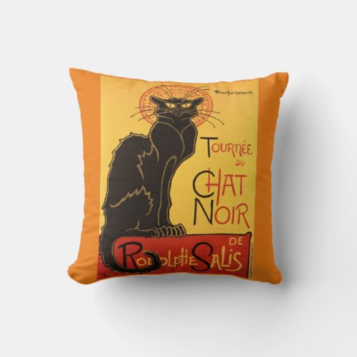 Chat Noir Steinlen Belle Epoque Vintage Art Throw Pillow