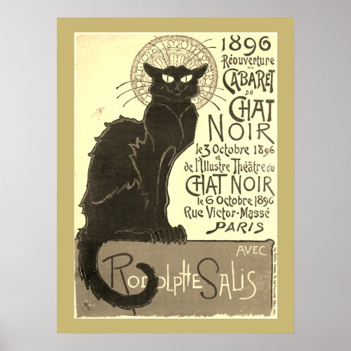 Chat Noir Steinlen Belle Epoque Vintage Sepia Art Poster
