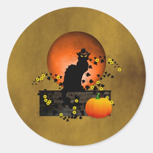 Chat Noir Thanksgiving Classic Round Sticker