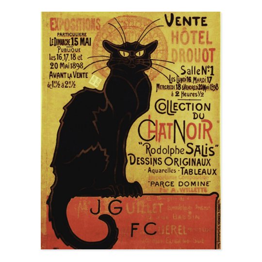 Chat Noir Vente Hôtel Drouot Steinlen Fine Art Postcard