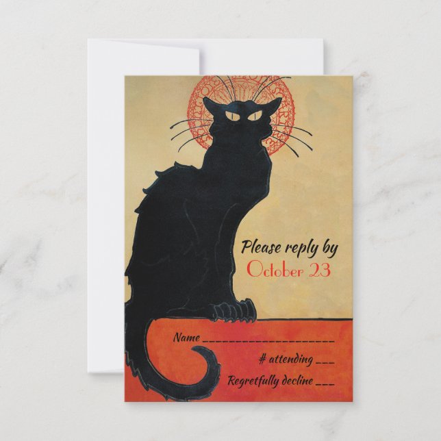 Chat Noir Vintage French Cat RSVP Invitation (Front)
