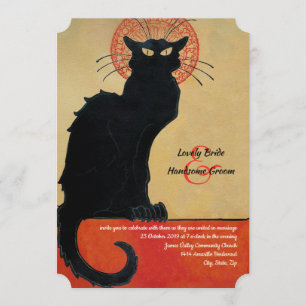 Chat Noir Vintage French Cat Wedding Invitation
