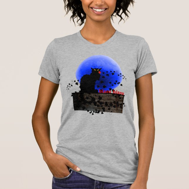 Chat Noir with Single Red Rose T-Shirt (Front)