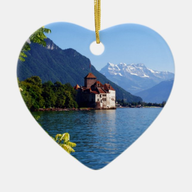 Chateau Chinon, beside Lake Geneva Ceramic Ornament (Front)