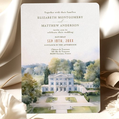 Chateau de Tourreau Provence Garden Wedding Invitation