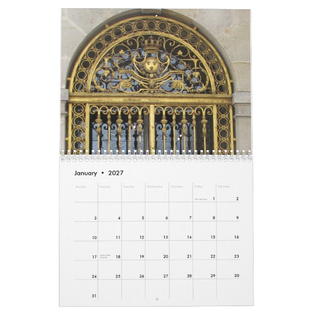 Chateau de Versailles Calendar (Jan 2027)