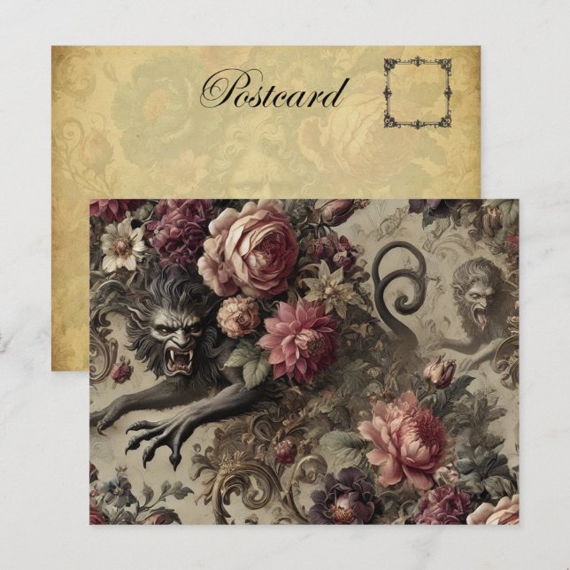 Château des Loups – Gothic Baroque Werewolf  Holiday Postcard (Front/Back)