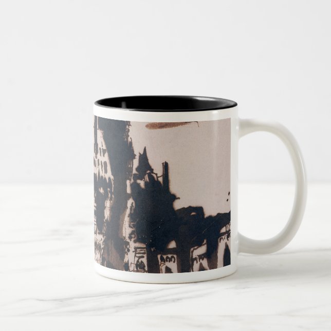 Chateau fortified by two Bridges Two-Tone Coffee Mug (Right)