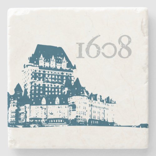 Chateau Frontenac 1608 Quebec  fleur de Lys Stone Coaster