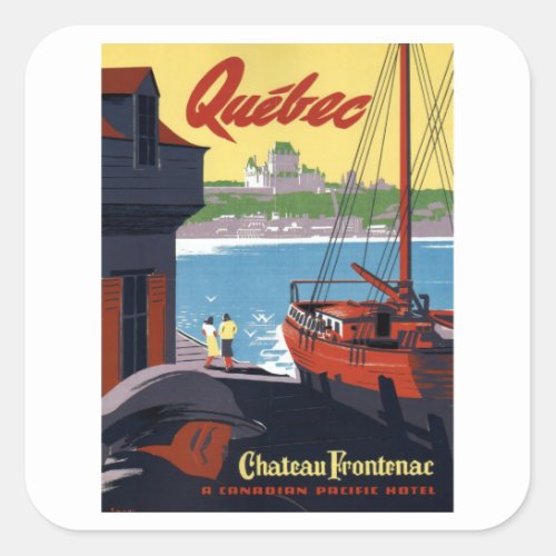 Chateau Frontenac _ Canada _ Vintage Travel Square Sticker
